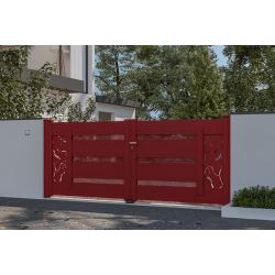 •	Ambiance 3D - 2 vantaux Titane - motif Racine - RAL 3004