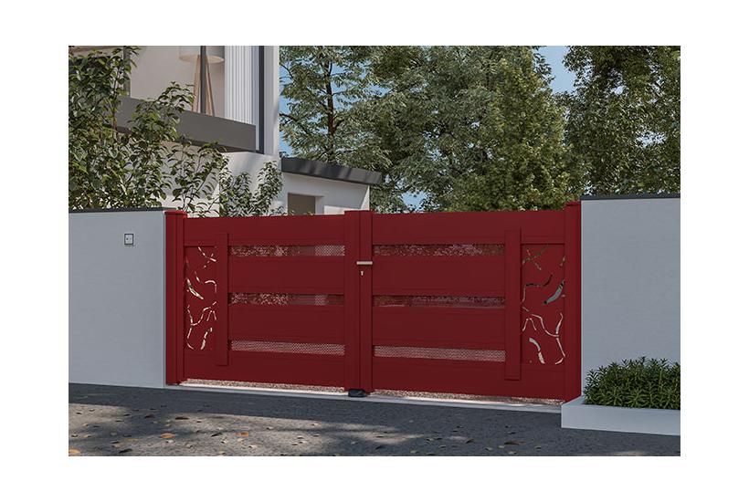 •	Ambiance 3D - 2 vantaux Titane - motif Racine - RAL 3004